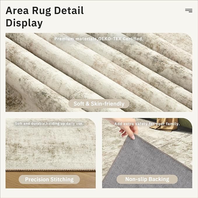 Soalmost Abstract Runner Rug 2x8 Hallway Kitchen Runners Beige/Gray | Vintage - Image 6
