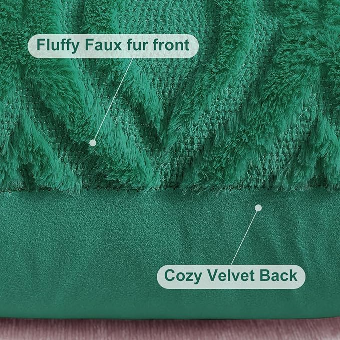 decorUhome Throw Pillow Covers 24x24 Inch Set of 2, Soft Plush Faux Wool Green - Image 6