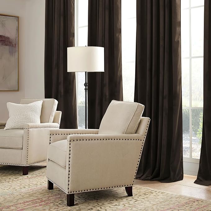 RYB HOME Brown Blackout Curtains 96 inches Long Velvet, Room Darkening Thermal - Image 7