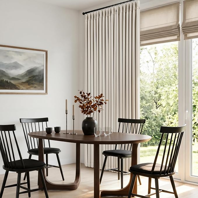 60 Inch Wide Pinch Pleated 100% Blackout Curtains 108 Inches Long, Natural | - Image 6