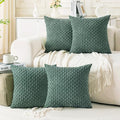 Set of 4 Teal Green Decorative Throw Pillow Covers 18x18 Inch Corduroy Pillow by Cozoomy