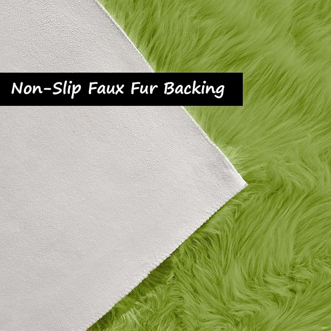 Goolela Lime Green Area Rug 9x12 Fluffy Fuzzy Furry Rug - Image 5