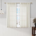Cream Linen Back Tab Rod Pocket Curtains 56 Inch Length by Nanspring