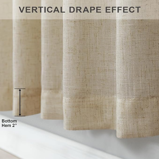 Burlywood Birch Flax Linen Curtains 84 Inch Length 2 Panels - Image 8