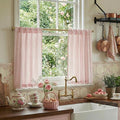 RYB HOME Cafe Striped Curtains for Kitchen Bathroom Small Window, Linen by RYBHOME