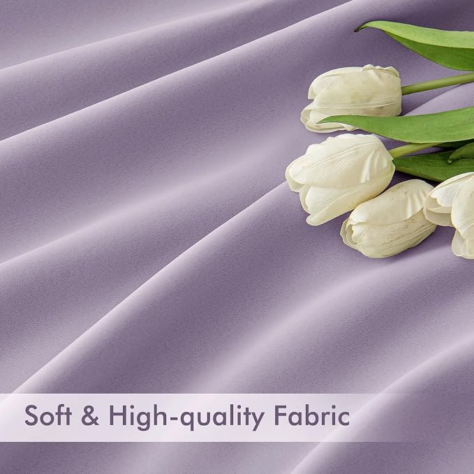 MIULEE Lilac Back Tab Blackout Curtains 52x102 Inch Long 2 Panels Set | Rod - Image 6