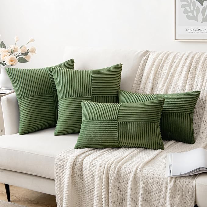 MIULEE Moss Green Decorative Euro Sham Pillow Covers 24x24 Inch - Image 4