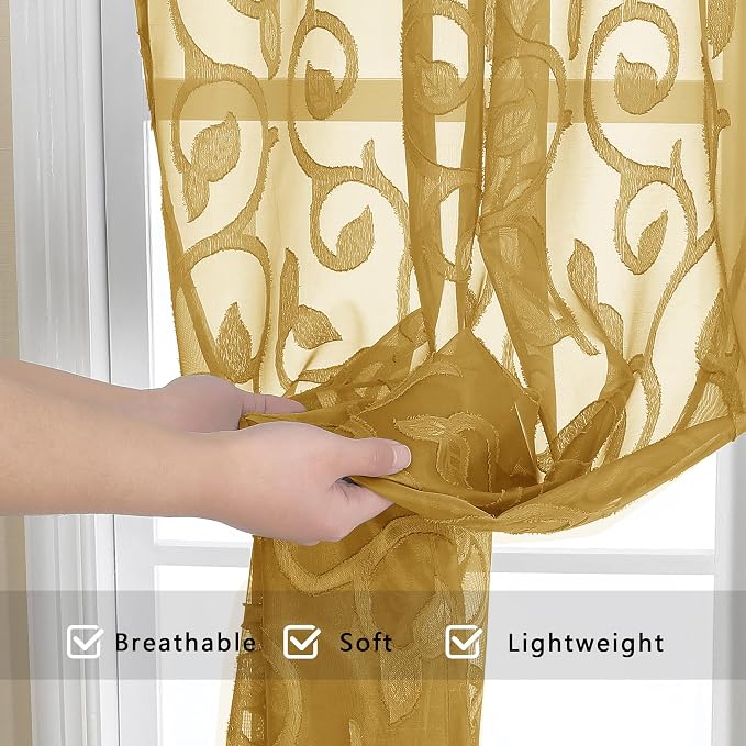 Furman Cafe Curtains 24 Inch Length 2 Panels Set, Elegant Geometric Jacquard - Image 8