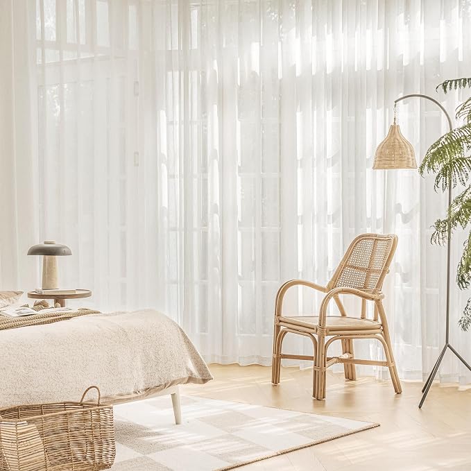 FMFUNCTEX Linen Sheer Curtains for Bedroom, Natural Flax Blend Window Draperies - Image 7
