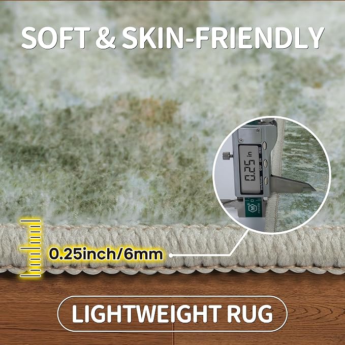 Aelenmu 9x12 Area Rugs for Living Room Bedroom Dining Room Washable Green | - Image 6