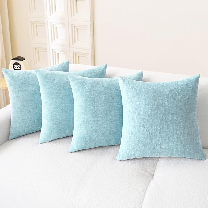 CaliTime Throw Pillow Covers Decorative 18 X 18 Inches Pack of 4 Cozy Chenille by CaliTime
