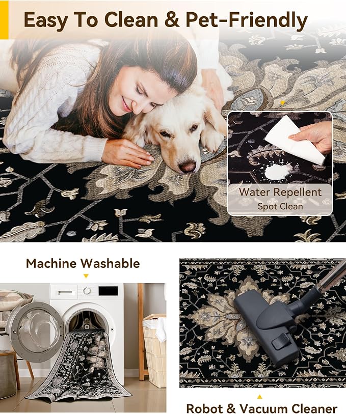 RELEANY Washable Area Rug, Large 10'x12', Water Repellent, Pet Friendly - Image 5