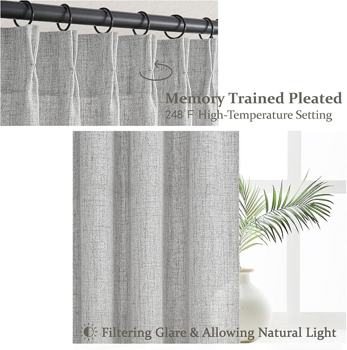 Light Grey Extra Long Floor to Ceiling Sheer Linen Curtains 108 Inches Long - Image 7