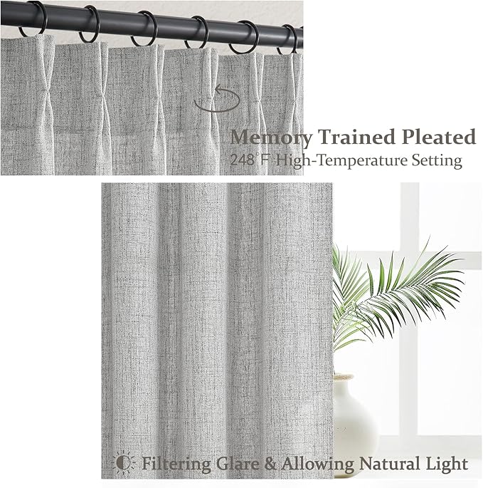 Light Grey Pinch Pleated 63 Inch Length Kitchen Window Curtains Over Sink 2 - Image 3