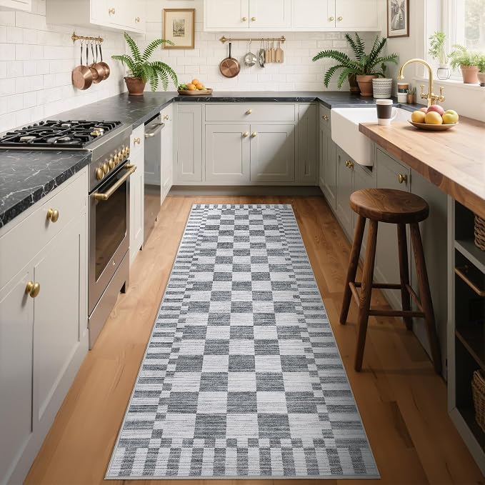 GarveeHome 2x12 Checkered Kitchen Runner Rug by GarveeHome