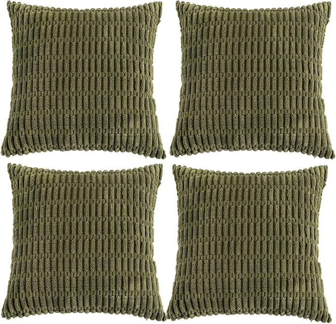 Fancy Homi 4 Packs Boho Moss Green Decorative Throw Pillow Covers 14x14 Inch by Fancy+Homi
