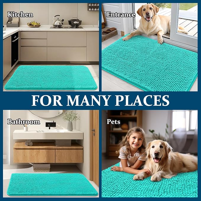 OLANLY Dog Door Mat for Muddy Paws 54x24, Super Absorbent Chenille Mud Mat | - Image 8