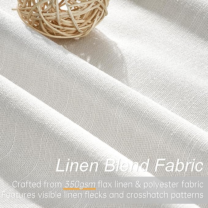 Topfinel Snow White Blackout Linen Curtains 108 Inches Long - Image 2