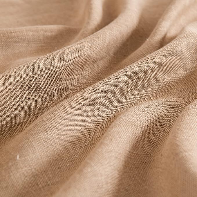 MIULEE Light Brown Linen Curtains 63 Inch Length 2 Panels - Image 4