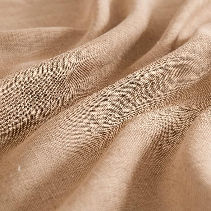 MIULEE Light Brown Linen Curtains 84 Inch Length 2 Panels - Image 4