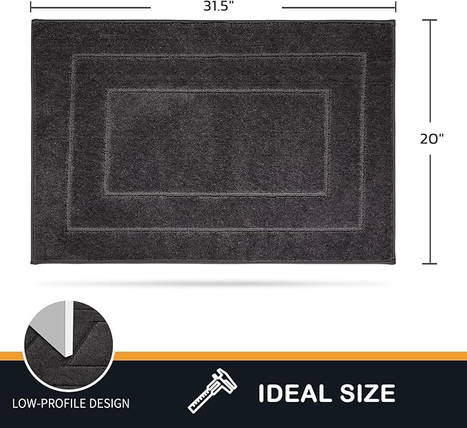 PURRUGS Dirt Trapping Door Mat 20" x 31.5", Non-Slip/Skid Machine Washable Entryway Rug, Dog Doormat, Super Absorbent Welcome Mat for Muddy Wet Shoes and Paws, Charcoal