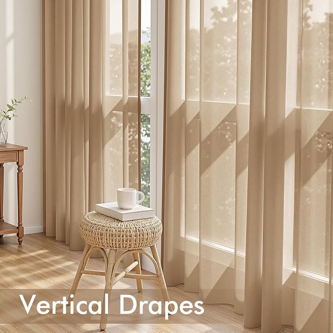 MIULEE Brown Sheer Curtains 72 Inches Long 4 Panels 54 x 72 Inches | Light - Image 5
