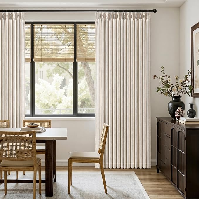 MIULEE Pinch Pleated Thick Linen Curtains 102 Inches Long 2 Panels - Image 5