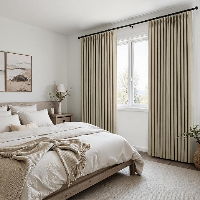 Topfinel 105 Inch Curtains 2 Panels Set, Two Packs Pinch Pleat Back Tab Linen - Image 6