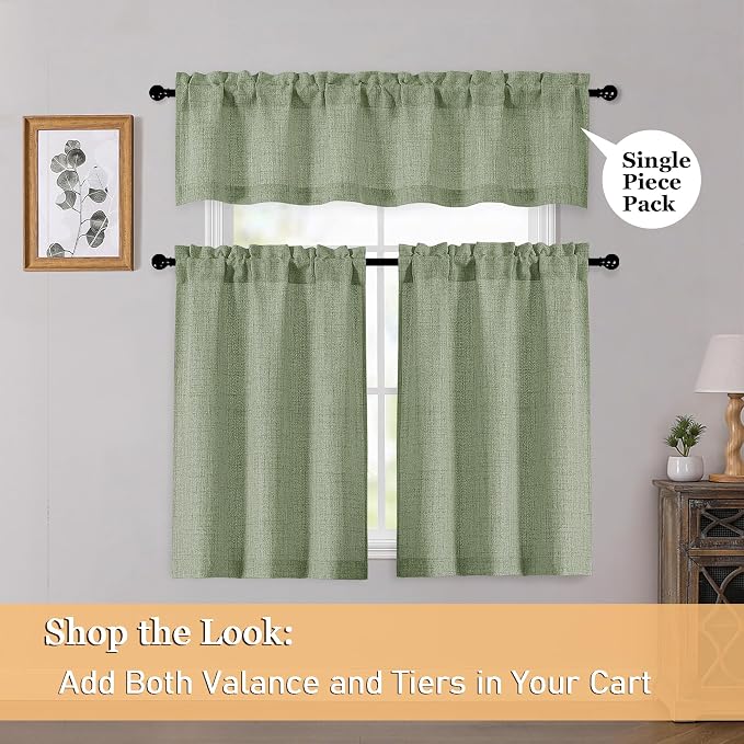 OWENIE Sage Green Valances for Windows 1 Pcs 22 Inch Length, Light Filtering - Image 6