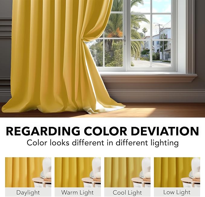 Deconovo Blackout Curtains, Thermal Insulated, W52 x L45 2 Panels, Back Tab - Image 6