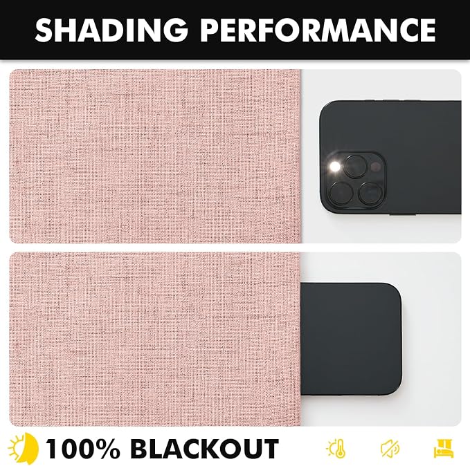 MIULEE 100% Blackout Linen Curtains 42 x 90 Inch Blush Pink 2 Panels | Thermal - Image 7