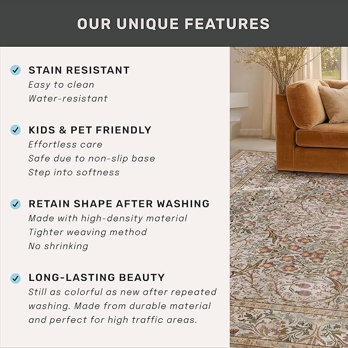 Washable Living Room Rug 10x12 - Image 7