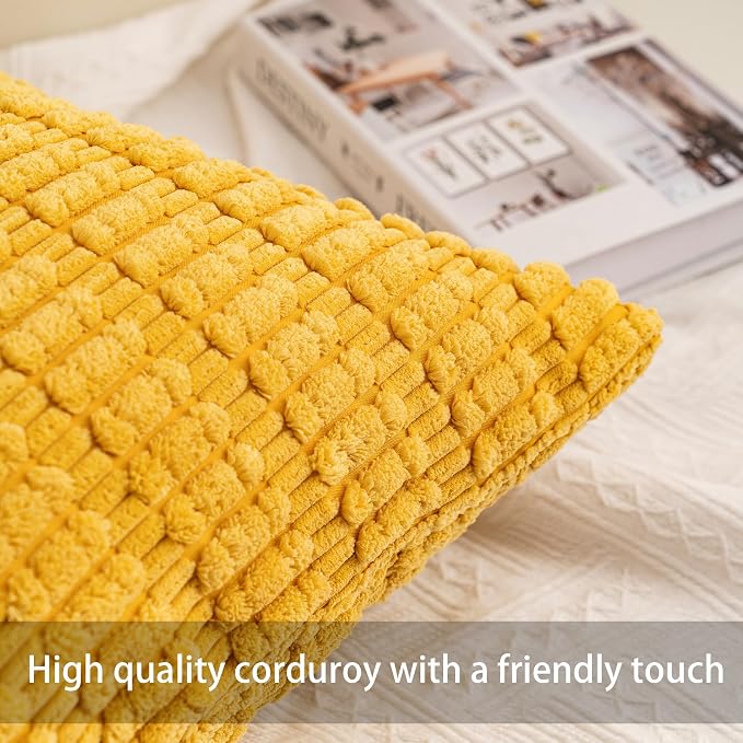Aegero Pack of 2 Corduroy Decorative Throw Pillow Covers 22x22 Inch - Image 2