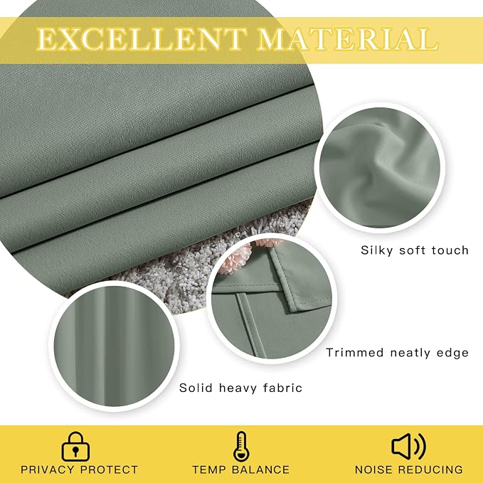 NICETOWN Sage Green Room Divider Curtains 84 inch Length, Grommet Thermal - Image 4