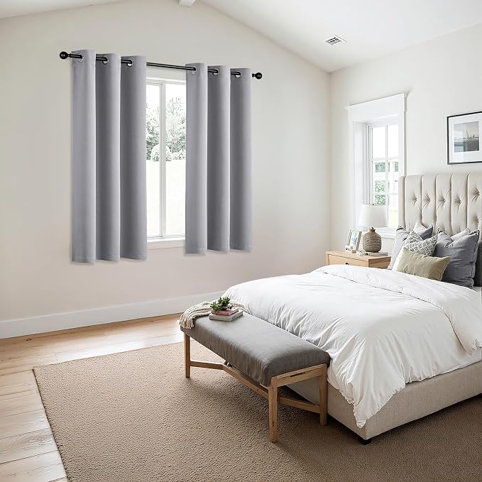 MIULEE Blackout Curtains for Bedroom 2 Panels 40 x 54 Inch Long Light Grey | - Image 6