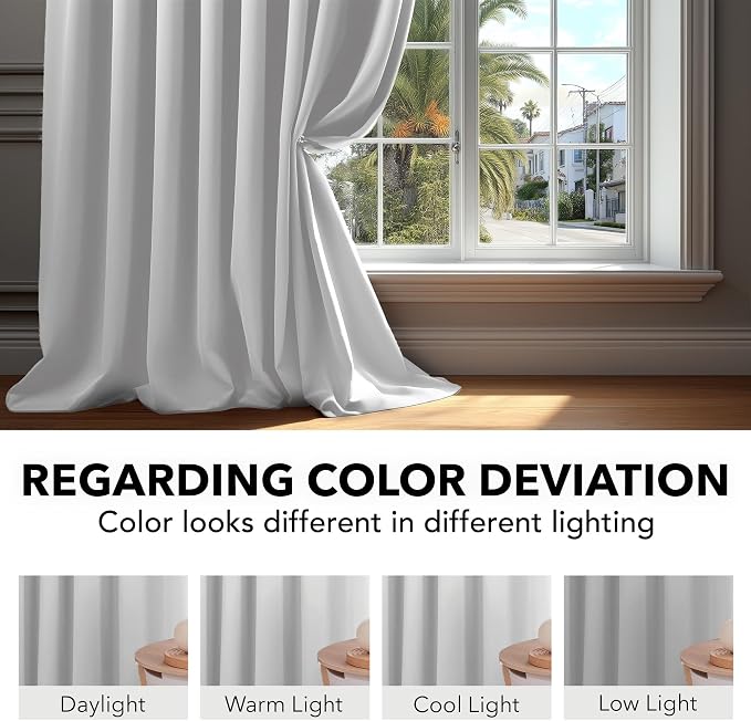 Deconovo Blackout Curtains, Thermal Insulated, W52 x L108 2 Panels, Back Tab - Image 6
