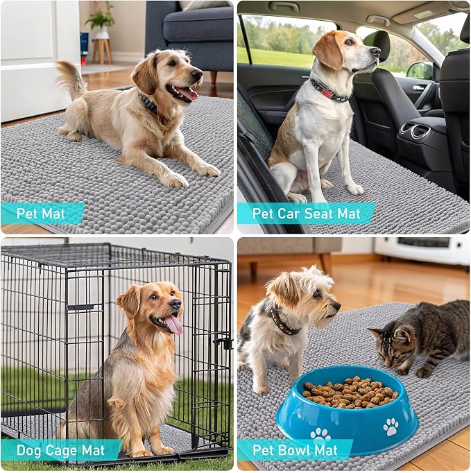 OLANLY Dog Door Mat for Muddy Paws 50x30, Super Absorbent Chenille Mud Mat | - Image 7