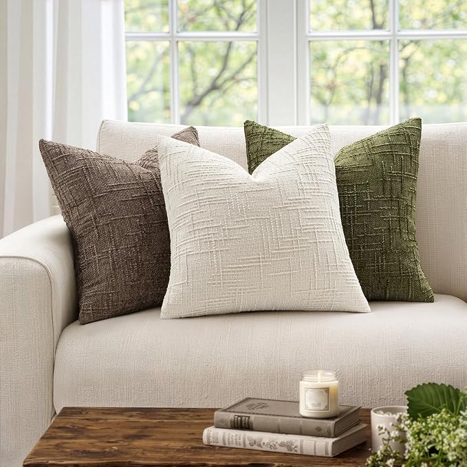 MIULEE Chenille Textured Lumbar Throw Pillow Covers Cream White 12x20 | Set of 2 - Image 4