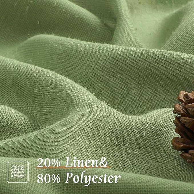 Sage Green Linen Curtains for Small Windows 45 Inch Length 2 Panels | Soft - Image 2
