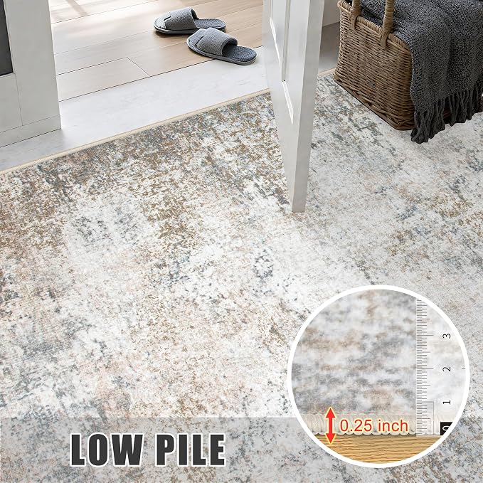 9x12 Area Rug Living Room Rug: Washable Modern Abstract Soft Thin Rug Indoor - Image 8