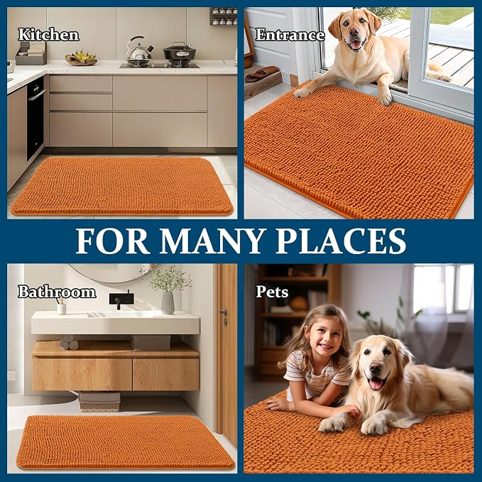 OLANLY Dog Door Mat for Muddy Paws 30x17, Super Absorbent Chenille Mud Mat | - Image 8