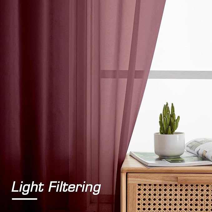 OWENIE Sheer Curtains, Sheer Curtains 78 inch Length 2 Panels Set, Rod Pocket - Image 3