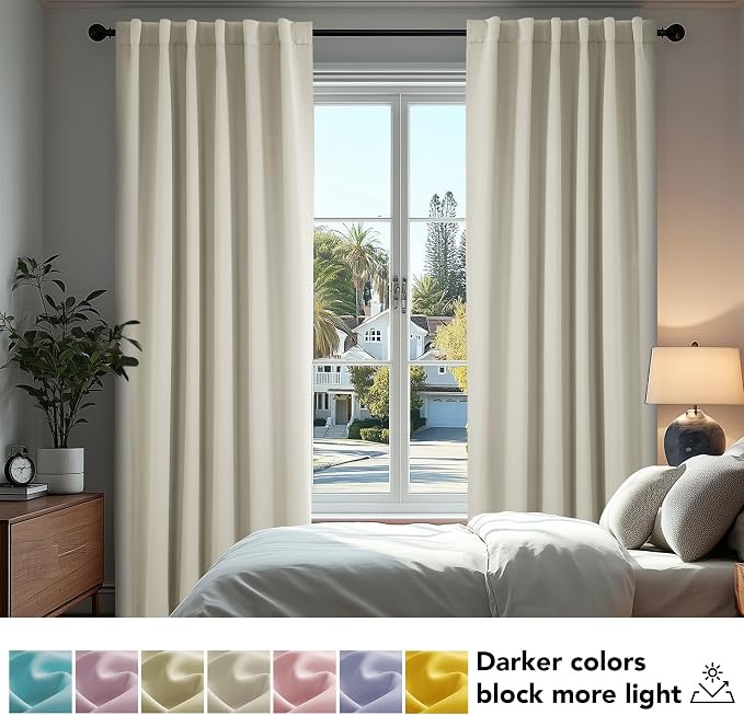 Deconovo Blackout Curtains, Thermal Insulated, W38 x L84 2 Panels, Back Tab - Image 4
