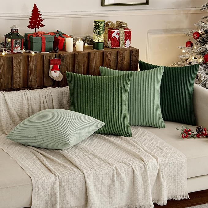MIULEE Soft Corduroy Decorative Throw Pillow Covers Forest Green 18x18 | Set of - Image 8