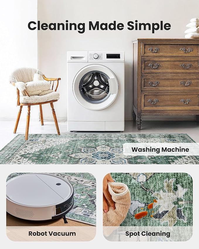 AMADA HOMEFURNISHING 2x5 Washable Runner Rug, Low-Profile Kitchen Rugs - Image 5