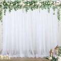 White Backdrop Curtain for Parties 10 ft x 10 ft Sheer Tulle Backdrop Drapes by Suppromo