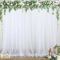 20ft x 12ft White Tulle Backdrop Curtain by Suppromo