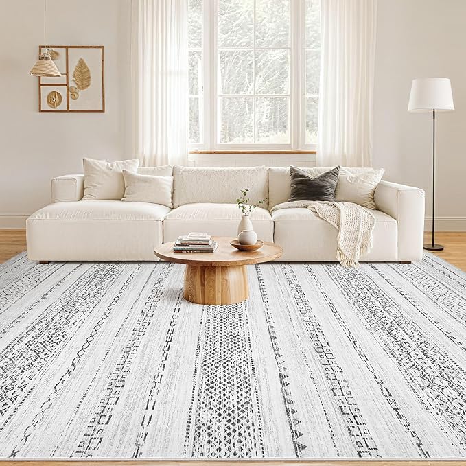 Nakagishi 5x8 Area Rugs Living Room: Washable Boho Large Neutral Soft Farmhouse - Image 4