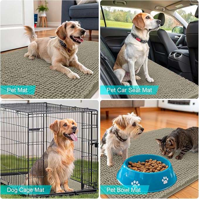 OLANLY Dog Door Mat for Muddy Paws 44x32, Super Absorbent Chenille Mud Mat | - Image 7