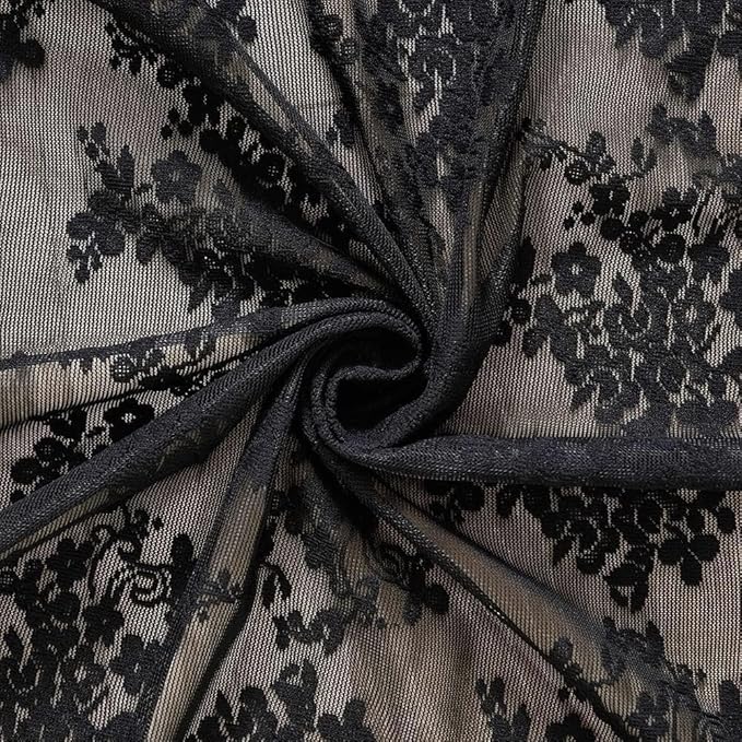 YJ YANJUN Vintage Lace Curtains 24 inch Length Set of 2 Victorian Gothic Short - Image 4